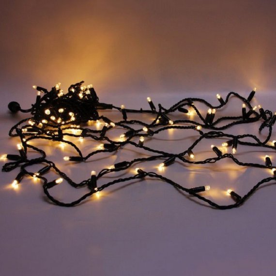 Фотография товара 'Нить светодиодная ALEDUS, 24 В, 10/1 м, черный провод, теплый белый, без мерцания'